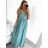 Long summer satin dress with straps women with belt (UNI S / M) ITALIAN FASHION IMM22INFINITE