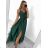 Long summer satin dress with straps women with belt (UNI S / M) ITALIAN FASHION IMM22INFINITE