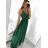 Long summer satin dress with straps women with belt (UNI S / M) ITALIAN FASHION IMM22INFINITE
