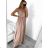 Long summer satin dress with straps women with belt (UNI S / M) ITALIAN FASHION IMM22INFINITE