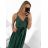 Long summer satin dress with straps women with belt (UNI S / M) ITALIAN FASHION IMM22INFINITE