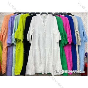 Women's Summer Muslin Dress 3/4 Long Sleeve (S/M ONE SIZE) ITALIAN FASHION IMWB231085