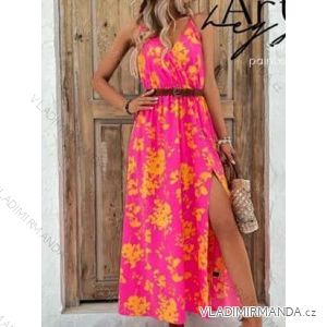 Long summer dress with straps for women (S/M ONE SIZE) ITALIAN FASHION IMWP231109