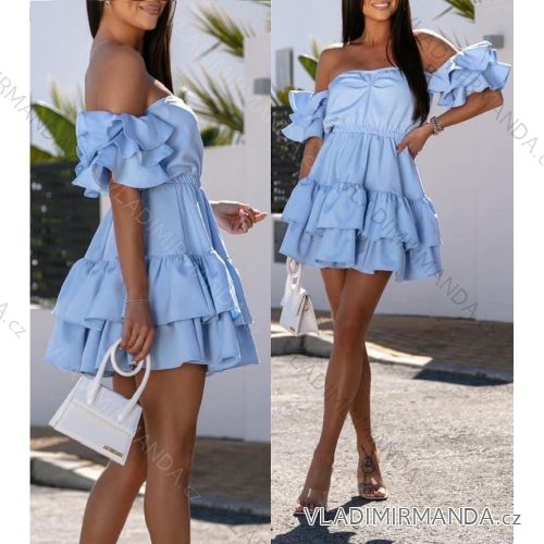 Women's Long Chiffon Short Sleeve Dress (S/M ONE SIZE) ITALIAN FASHION IMWGS231048