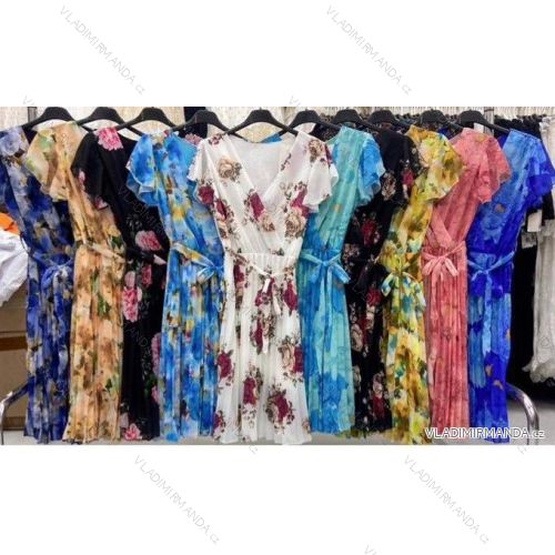 Women's Long Chiffon Short Sleeve Dress (S/M ONE SIZE) ITALIAN FASHION IMWGS231048