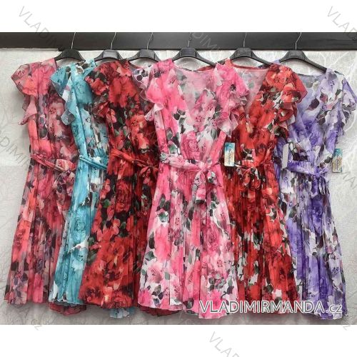 Women's Long Chiffon Short Sleeve Dress (S/M ONE SIZE) ITALIAN FASHION IMWGS231048