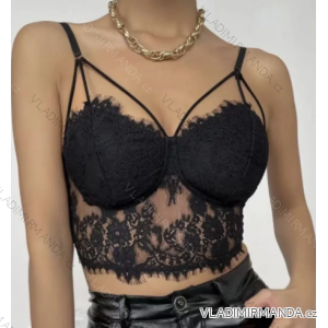 Crop top na ramínka dámský (S/M ONE SIZE) ITALSKÁ MÓDA IMPCF230WH972