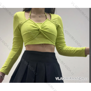 Women's Long Sleeve Crop Top (S/M ONE SIZE) ITALIAN FASHION IMPCF2326695