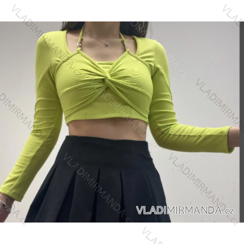 Women's Long Sleeve Crop Top (S/M ONE SIZE) ITALIAN FASHION IMPCF2326695