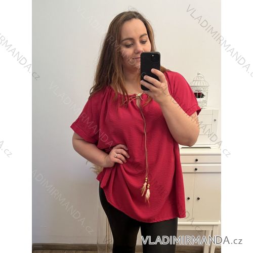 Tunika krátký rukáv dámská nadrozměr (2XL/3XL/4XL/5XL ONE SIZE) ITALSKá MODA IM323004/DU 4XL/5XL červená