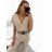 Women's Short Sleeve Long Belted Jumpsuit (S/M ONE SIZE) ITALIAN FASHION IMWB23200