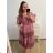 Women's Summer Cotton Short Sleeve Dress (S/M ONE SIZE) ITALIAN FASHION IM722253 3xl / 4xl pink