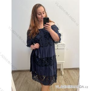 Šaty letní krajkové krátký rukáv dámské (3XL/4XL/5XL ONE SIZE) ITALSKÁ MÓDA IM423TRENTO/DU