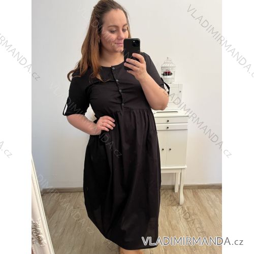 Šaty košilové krátký rukáv dámské nadrozměr (2XL/3XL ONE SIZE) ITALSKá MóDA IM42383013