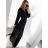 Women's Long Elegant Chiffon Belt Long Sleeve Dress (S/M ONE SIZE) ITALIAN FASHION IMWGB231009