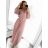 Women's Long Elegant Chiffon Belt Long Sleeve Dress (S/M ONE SIZE) ITALIAN FASHION IMWGB231009