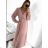 Women's Long Elegant Chiffon Belt Long Sleeve Dress (S/M ONE SIZE) ITALIAN FASHION IMWGB231009